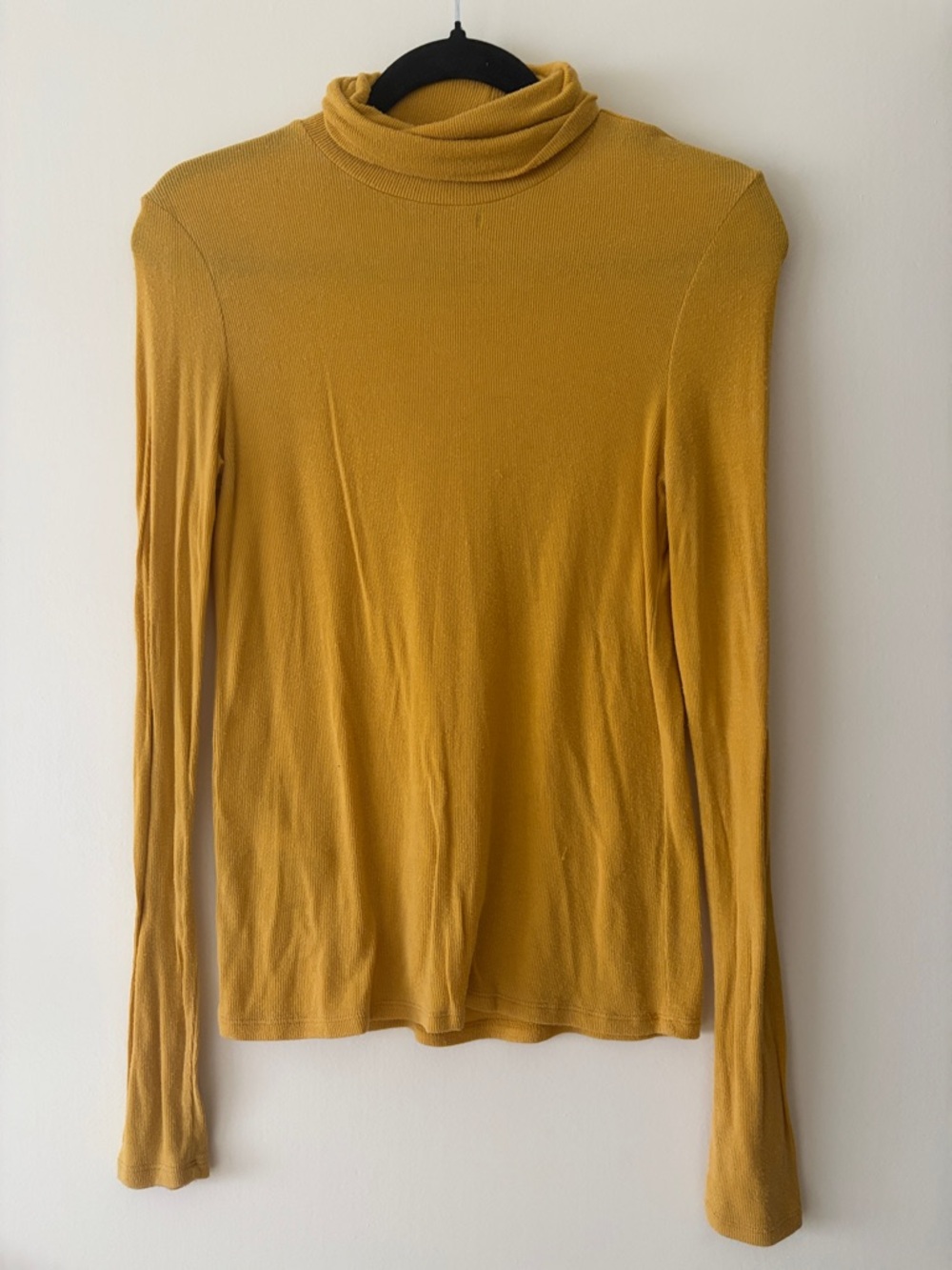 Reformation Lightweight Mustard Long-Sleeve Turtleneck knit Top